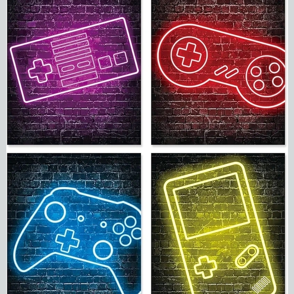 Neon Gaming Controller Wall Art Set - Picture 3 of 5